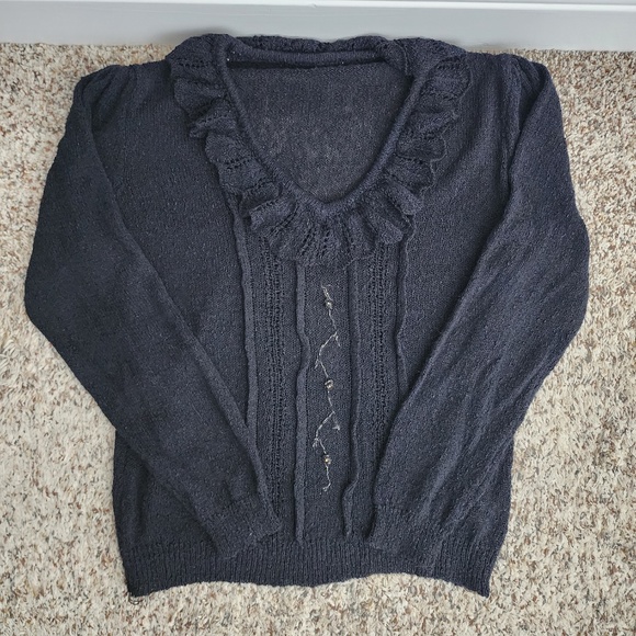 Vintage Black Knit Sweater Romantic Goth Balletcore - Picture 1 of 5
